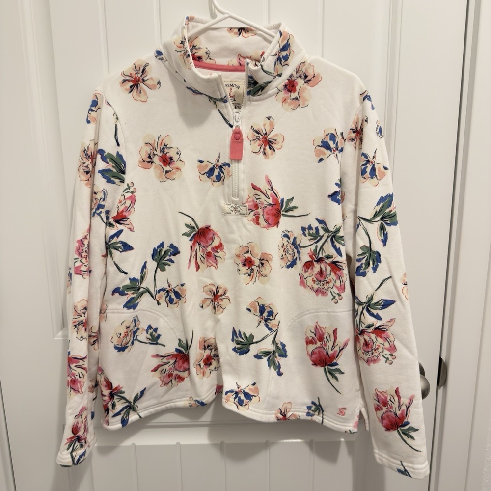 Tried And True Joules Clothing Women's 1/4 Zip Sweatshirt Bright Floral Size 12